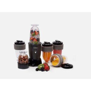 Elite Gourmet EPB-1800A 17-Piece Personal Drink Mixer Blender Black